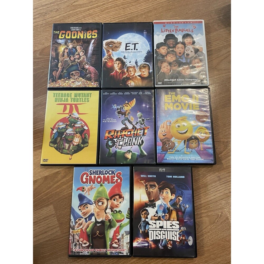 Kids Family DVD Lot 8 Movies The Goonies ET Little Rascals TMNT Spies In Disguis